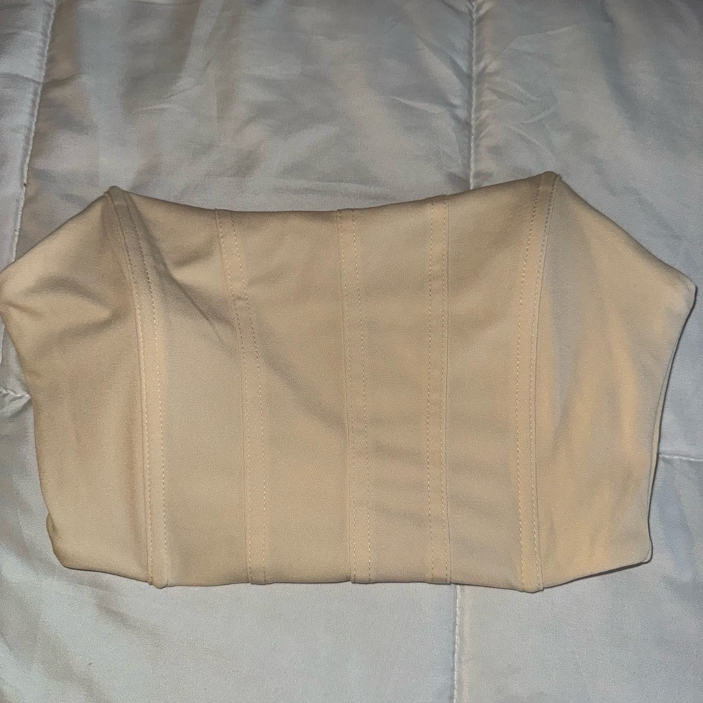 SHEIN Cream Strapless Crop Top